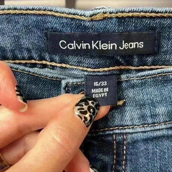 Calvin Klein High Rise Straight Ankle Jeans Size 16/33 Inseam 24” Medium Blue - Picture 2 of 9